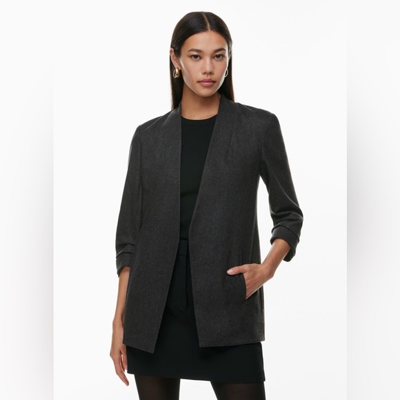 Aritzia Jackets & Blazers - Aritzia Babaton New Power Blazer Wool-Cashmere Open Front Charcoal Grey Size 00